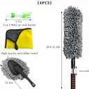 4 PCS Car Duster Kit, Microfiber Scratch Free Multipurpose Cleaning Duster with Extendable Handle, Washable Interior & Exterior Auto Dusting Tools for Cars Trucks SUVs RVs