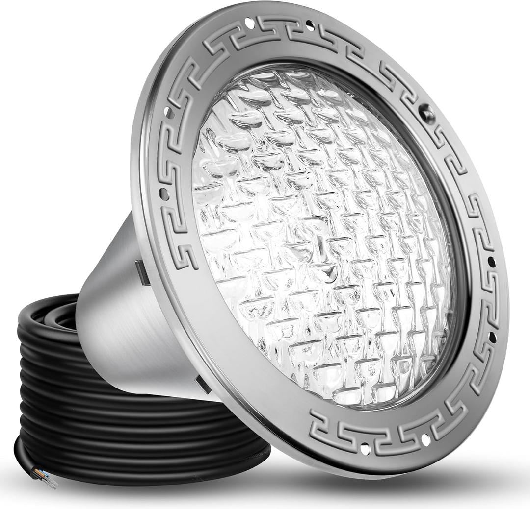 CAtArt 10 Inch Pool Light for Inground Pool (White), AC120V LED Pool Lights Suitable for 10 Inch Wet Niche, 35W, 50 Foot Cord