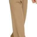 FUNYYZO Wide Leg Pants Women's High Elastic Waisted in The Back Business Work Trousers Long Straight Suit Pants (XS)