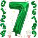 Number 7 Balloon for Boys, Giant Dark Green Self Inflating Number 0-9 Set for Girls, 40 Inch Foil Helium Balloons for 7th Birtyday Party Decoration Jungle Anniversary Celebration Women Men Supplies