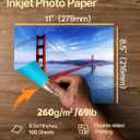 Uinkit Thick Photo Paper Glossy Double Sided 100 Sheets 8.5x11 Heavyweight 68lb 260gsm Inkjet Both Sides Printable 11.8mil A4 Letter size Flyer Bulk Pack 8.5 x 11 Card paper postcard postal A189