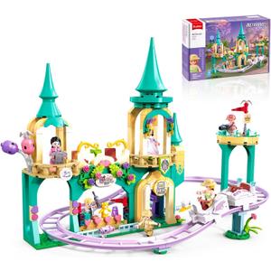 Sluban Amusement Park Roller Coaster Castle Building Set, STEM Educational Toy Building Blocks Set Gift for Boys & Girls Ages 6-10