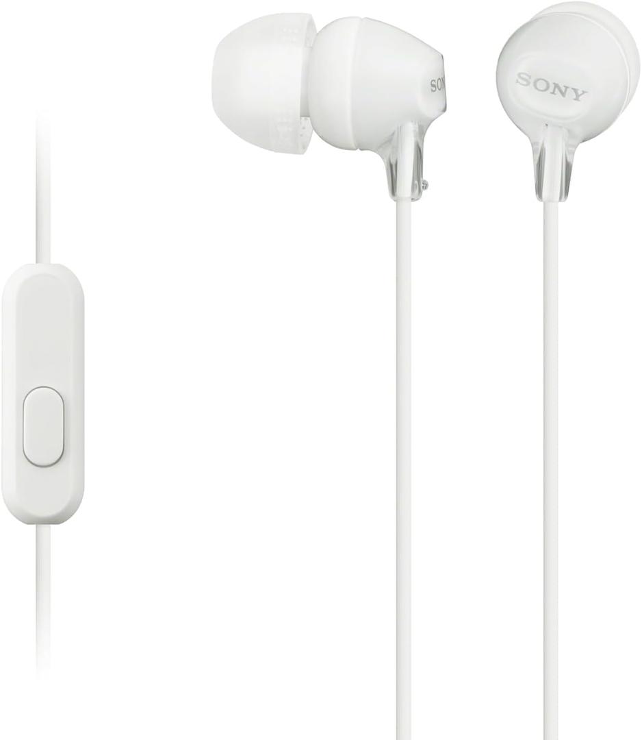 Sony MDREX15AP in-Ear Earbud Headphones with Mic, White, 3.5mm Aux