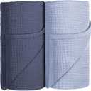 Susurration Muslin Swaddle Blanket Baby,100% Cotton Baby Receiving Blanket Soft Thin Swaddle Blanket for Unisex Newborn 40x40in 2Pack (Navy Blue)