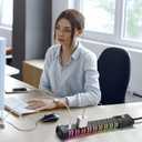 4200J Expandable RGB Power Strips with PC Surge Protection PD 20W Fast Charging Station for 1USBC&1USBA Ports 6 Outlets Desk Gaming Room Power Strip Multiple Devices Home Offices Extension Cord Black