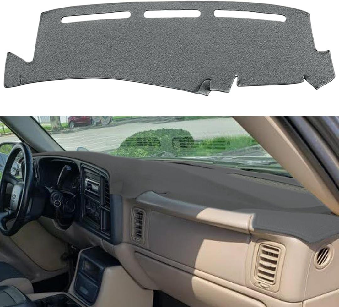 Dash Cover Mat Fit for 1999-2006 GMC Sierra/Chevy Chevrolet Silverado 1500 2500 3500 HD,2000-2006 GMC Yukon/Yukon XL/Chevy Suburban Tahoe Avalanche,Dashboard Pad Carpet (99-06 Dark Gray) Y44