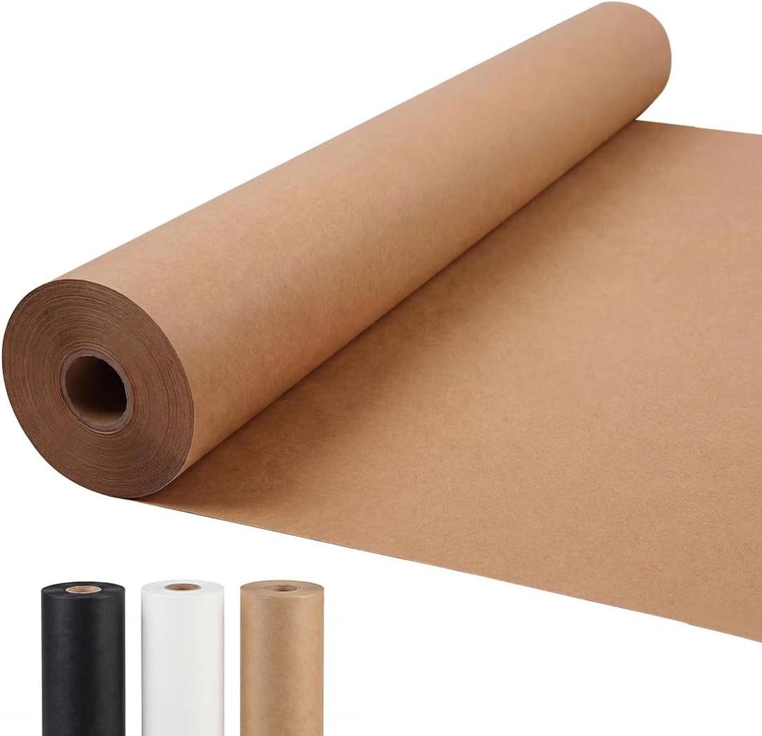 PerkHomy 36" x 2,220" (185') Brown Kraft Paper Roll for Craft Bulletin Board Paper Art Table Covering Crafting Gift Wrapping Bouquet Packing Parcel 70GSM 50LB (Brown, 36" x 185')