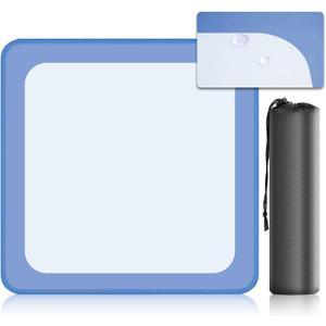 32.5 Inch Mahjong Mat for Table, 3MM Non-Slip & Noise Reduction Gaming Mat with Drawstring Bag, Perfect for Poker, Board Games, Card Games, Tile Games, and Dominoes (Salvia Blue-Light Steel Blue)