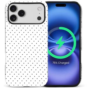 for iPhone 17 Pro Max Case, Compatible with MagSafe, Cute Fashion Polka Dot Pattern Design for Women Girl, Soft TPU Durable Protection Case-White