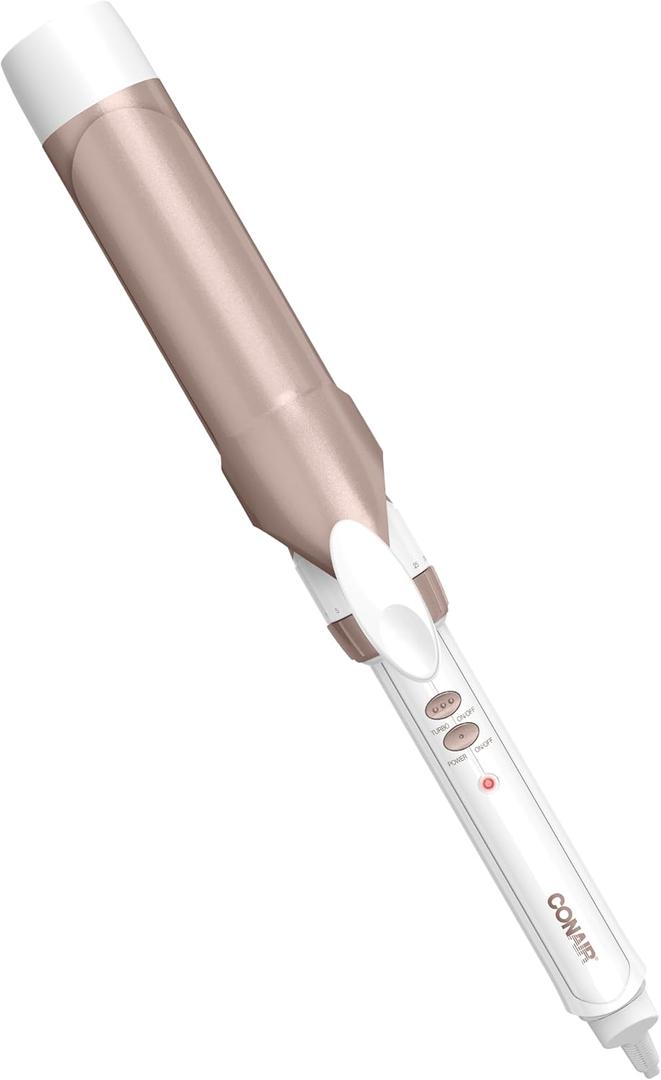 Conair Double Ceramic 1 -Inch Curling Iron, 1 -Inch Barrel Creates Soft Waves & Curls, Hair Curler for Use on Medium & Long Hair, White/Rose Gold