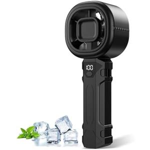 Portable Handheld Turbo Fan, Personal Mini Fan with Digital Display, 3 Wind Speeds 3000mAh Battery USB Rechargeable Hand Held Fans for Makeup, Home, Office, Travel, Outdoor Gift for Men Women(Black, White), Set of 2