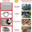 Lefree 100ft Metal Garden Hose - Heavy Duty 304 Stainless Steel Flexible Water Hose, No Kinks & Leak-Proof with Upgraded Handle, 10-Function Spray Nozzle & 4 Spare Gaskets for Yard, RV, Pet Bath