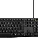 Wired Keyboard and Mouse Combo, Full-Sized Ergonomic Computer Keyboard and Optical Wired Mouse for Windows, Mac OS Desktop/Laptop/PC-Black