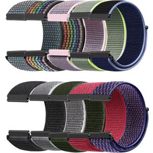 10 Packs Nylon Band Compatible with 16mm Watch Bands Quick Release Replacement Wristband for Women Men, Adjustable Sport Stretchy Braided Solo Loop Strap