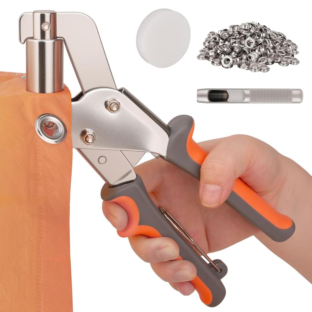Grommet Tool Kit, 500 pcs Tarp Grommet Eyelet Tool Kit for Fabric with 3/8Inch 10mm Grommets, Manual Grommets Press Fabric Hole Punch for Tarp, Fabric, Banner and Canvas