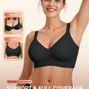 Vertvie Bras for Women No Underwire Wireless Push Up Seamless Full Coverage Comfort Sports Everyday Bra Regular & Plus Size (Black, L)