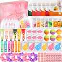 Spa Party Supplies for Girls- 66PCS Women Spa Party Favors with Face Hand Mask, Hand Cream, Lip Balm, Bath Bomb, Lip Mask, Under Eye Patches, Compressed Towels- Spa Birthday Sleepover Party Supplies