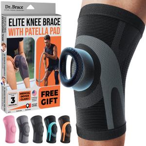 DR. BRACE ELITE Knee Brace For Knee Pain, Compression Knee Sleeve With Patella Pad For Maximum Knee Support And Fast Recovery For Men And Women-Please Check How To Measure Video (Mercury, Large)