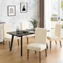 MOSAYT 100% Waterproof Dining Room Chair Covers Set of 6, Super Fit Stretch Jacquard Parson Chairs Slipcovers Removable Washable Chair Seat Protectors for Home, Kitchen, Banquet (Beige)