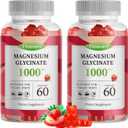 Magnesium Glycinate Gummies 1000mg - for Adults Magnesium Potassium Supplement with Vitamin D, B6, CoQ10 for Calm Mood & Sleep Support - 120 Strawberry Flavor-2 Pack