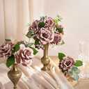 Ling's moment Flowers 25pcs Fake Gardenia Dusty Pink Rose Flowers Artificial Flowers with Stem, Fake Flower for DIY Wedding Decorations Centerpieces Bouquets Boutonnieres