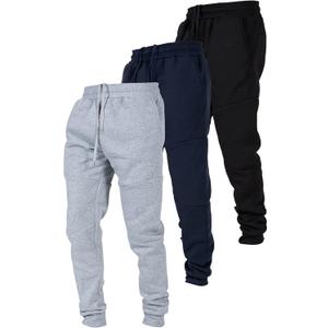 Ultra Performance 3 Pack Fleece Active Tech Joggers for Men, Mens Sweatpants with Zipper Pockets (Small, Heather Grey / Navy / Black)