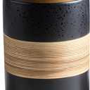 Large Storage Containers with Lids, Ceramic Coffee Container, Kitchen Food Storage Jars for Spice Sugar Tea Bag, Stackable Decorative Jars for Counter, Black & 61 fl oz