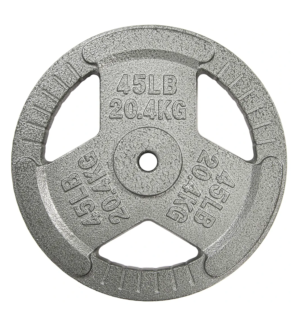 Cast Iron Plate Weight Plate for Strength Training and Weightlifting, 1-Inch Center, Single 45LB