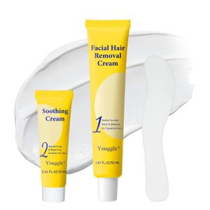 5 Min Facial Hair Removal For Women, Painless & Gentle Sensitive Skin Hair Removal Cream with Soothing Cream for Chin & Upper Lip & Cheeks 2.03 Fl Oz