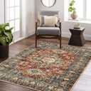 Lahome Oriental Area Rug, 3x5 Washable Rugs for Living Room Non Slip Entry Mat, Vintage Soft Pet Friendly Throw Carpet for Entryway Bedroom Dinning Room Eleanor, Brick Red