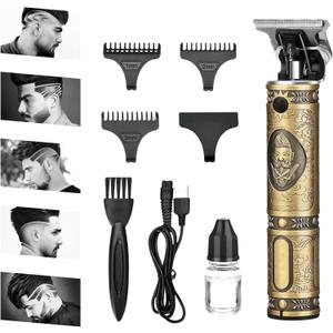 Hair Clippers for Men Professional Kit - Portable Cordless Clippers for Men w/ 7hrs Run Time - Ideal Mens Grooming Kit w/Low Noise Function - Rechargeable Beard Trimmer & Haircut Machine (Bronze)