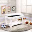 YouHi Kids Activity Table with Board and Storage for Bricks Activity Play Table (White Double Table), Big
