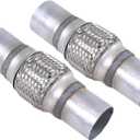 2PCS Exhaust Flex Pipe Stainless Steel Braid 2" x 4" w/Ends 8" Long