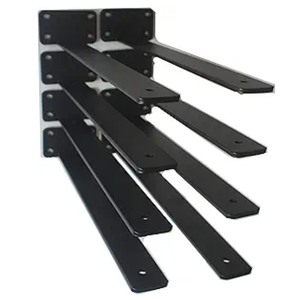 2 Pack - 16 inch Black Hidden L Shelf Bracket (1/5 Inch Thicked) Iron Floating Shelf Brackets Rustic Industrial Metal Brackets for Shelf Support