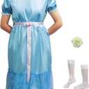 ATAMET Girls Womens 80s Lolita Dress Twins Fancy Costume Adult Creepy Sister Cosplay (Blue, XLarge)