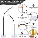 OurWarm 8.2FT & 6FT Balloon Arch Stand Kit, Black Half Arch Balloon Stand with Base for Floor, Free Bending Top Balloon Column Kit for Wedding Birthday Baby Shower Graduation Party Decorations