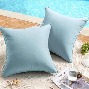 MIULEE Pack of 2 Decorative Outdoor Waterproof Pillow Covers Garden Cushion Sham Throw Pillowcase Shell for Spring Patio Tent Couch, 18x18 Inch, Blue