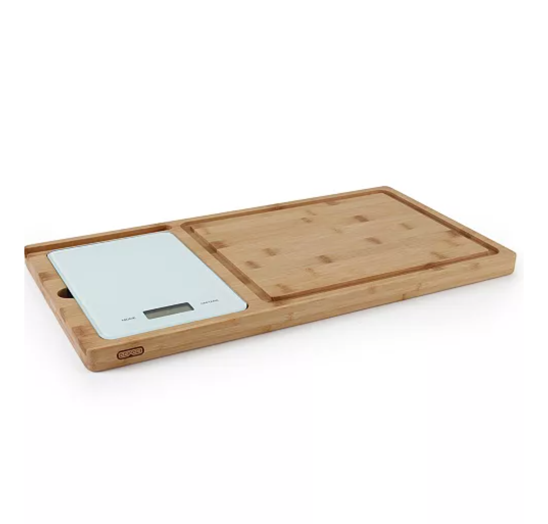 Prep-Tech Bamboo 20" x 10.5" Cutting Board and Kitchen Scale