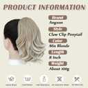Ponytail Extension 8 Inch Claw Clip in Ponytail Short Curly Ponytail Extension for Women Messy Bun Fluffy Wavy Curly Synthetic Versatile Mix Blonde Hairpieces