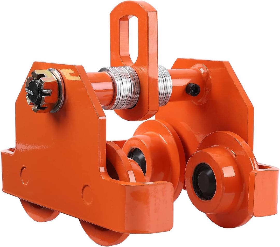 GarveeTech 4400 LBS/2 T Manual Trolley, Push Beam Trolley, I-Beam Flange Dual Wheels Width 2.5-8 Inch. Heavy Duty Manual Roller Trolley for Electric Hoist