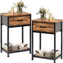 Kitstorack Night Stands Set of 2,End Tables with Drawer for Bedroom Bed Side Table for Home, Rustic Brown Wood Night Stand Bedroom Nightstands Bedside Table Set of 2