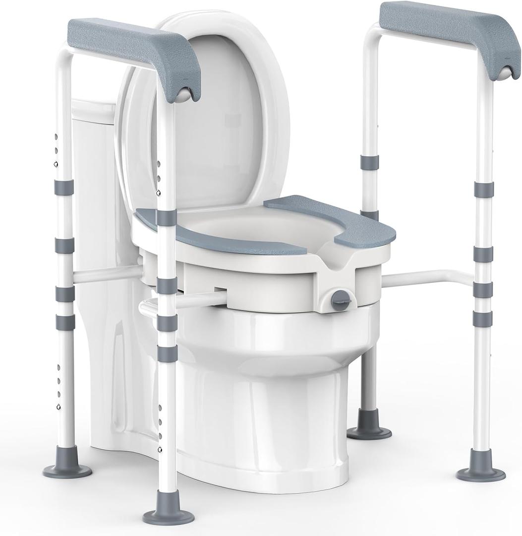 Raised Toilet Seat with Handles,Toilet Seat Risers for Seniors Elevated Toilet Seat for Elderly,Fit Any Toilet