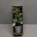 Artificial Flowers Potted, 12.2' Small Flower Arrangement with White Daisy Lavender in Metal Pot, Fake Floral Centerpieces for Tables Spring Summer All Season Home Indoor Decorations
