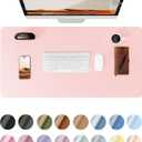 YSAGi Leather Desk Protector, Office Mat, Large Mouse Mat, Non-Slip PU Leather Blotter, Laptop Pad, Waterproof Writing Pad for Office and Home (Light Pink, 23.6" x 13.8")