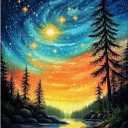 Great Jigsaw Puzzles for Adults 300 Pieces Starry Sky Forest Puzzles for Adults Toys Gift Family Decoration Kids Puzzle (15"x10"-300PCS)