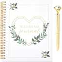 Paper Junkie Spiral Wedding Planning Journal with Gold Diamond Pen for Bride (2 Piece Set) - Wedding Planner