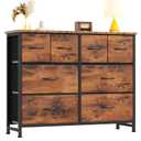DUMOS Tall 8 Drawer Dresser for Bedroom, Storage Chest of Drawers Cabinet Storage Tower with Raised Shelf, Fabric Bins for Organization, Hallway, Brown 11.8"D x 31.5"W x 45.9"H (8 Drawers)