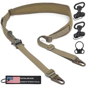 WarBull 2 Point Rifle Sling, QD Swivel Quick Adjust Sling with HK Hook, Soft Shoulder Pad Tactical Rifle Sling for Rifle Shotgun and Crossbow, Hunting and Outdoor Sports with Keychain Gift