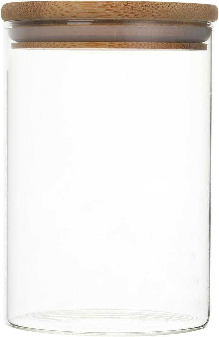 1PC Glass Canister Jar with Bamboo Lid for Food Storage, Organization for Coffee Beans, Tea, Flour, Salt, Nuts, Cookies, Oatmeal 15 fl oz (450ml)