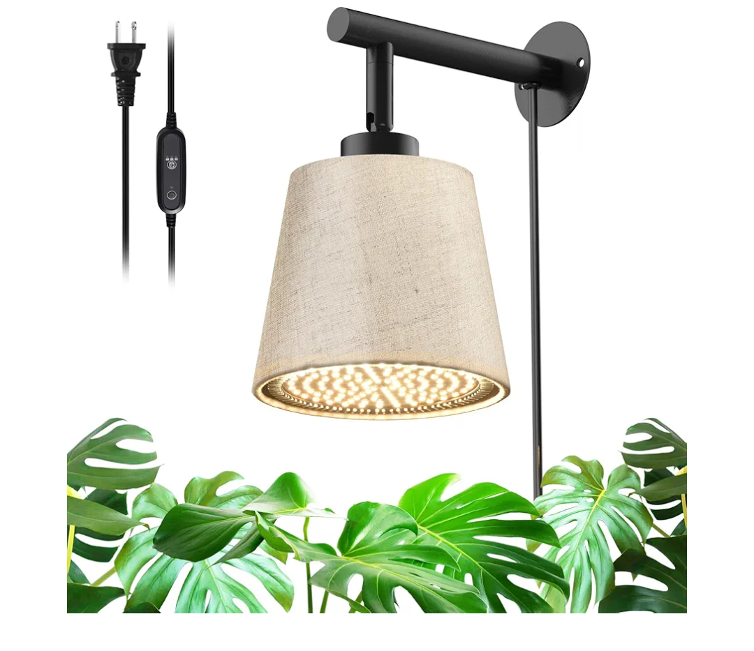 Bstrip Hanging Grow Lights for Indoor Plants, 25W Full Spectrum, 4H/9H/14H Timer, 3000K Wall-Mounted Decorative Plant Light with 9.8FT Power Cord, Ideal for Tall Plants, Flowers and Potted Trees